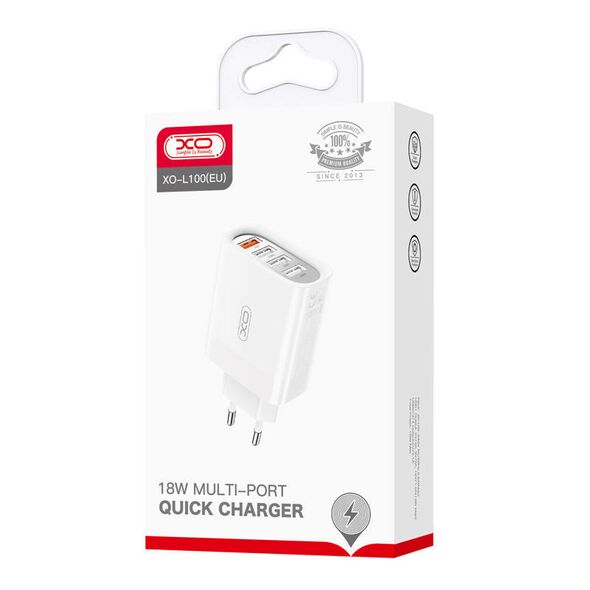 XO Wall Charger XO L100 USB QC 3.0 + 3x USB 2.4A (white) 041463 6920680827350 L100(EU) έως και 12 άτοκες δόσεις