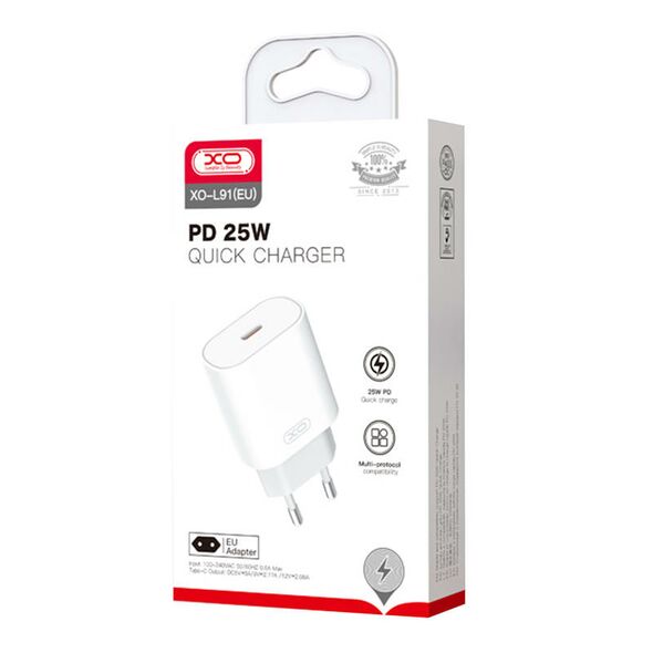 XO Wall Charger XO L91EU USB-C, 25W (white) 041459 6920680824229 L91 EU έως και 12 άτοκες δόσεις