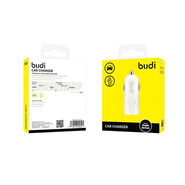 Budi LED car charger Budi 1xUSB-A, 2.4A (white) 050585 6971536922545 062 έως και 12 άτοκες δόσεις