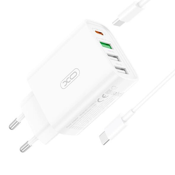 XO Wall charger XO L120 1xUSB-C,20W ,1x USB-1, 18W with cable USB-C (white) 054618 6920680846658 L120 cable C έως και 12 άτοκες δόσεις