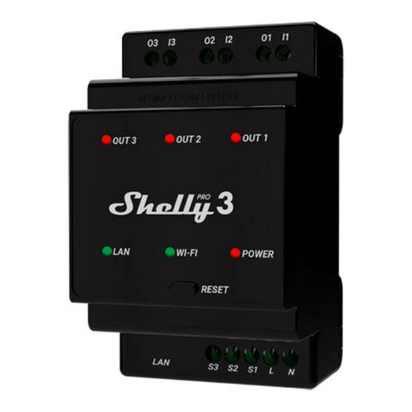 Shelly DIN Rail Smart Switch Shelly Pro 3 with dry contacts, 3 channels 059207 3800235268094 Pro3 έως και 12 άτοκες δόσεις