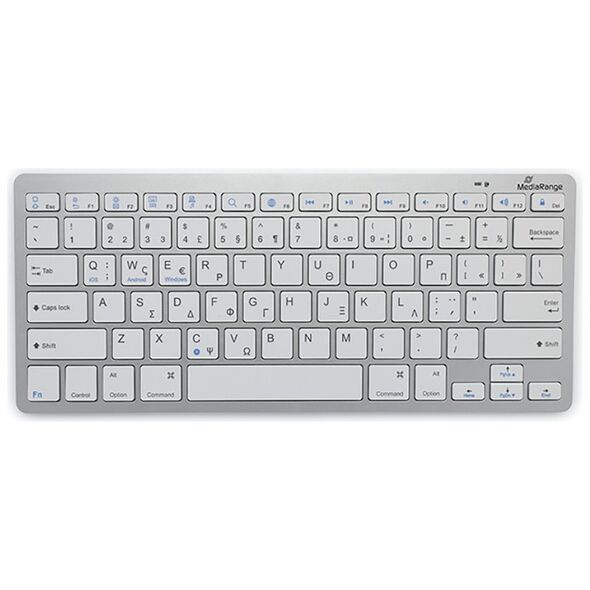 MediaRange Compact-sized Bluetooth 5.0 keyboard with 78 ultraflat keys Silver (MROS132-GR) έως 12 άτοκες Δόσεις