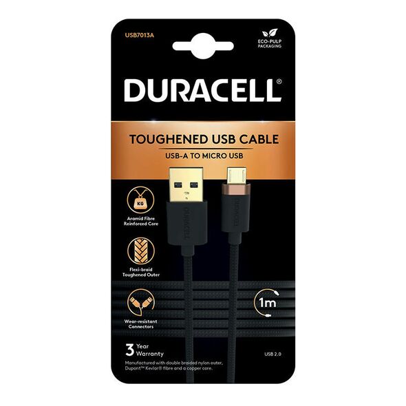 Duracell Duracell USB cable for Micro-USB 1m (Black) 040816 5056304310296 USB7013A έως και 12 άτοκες δόσεις