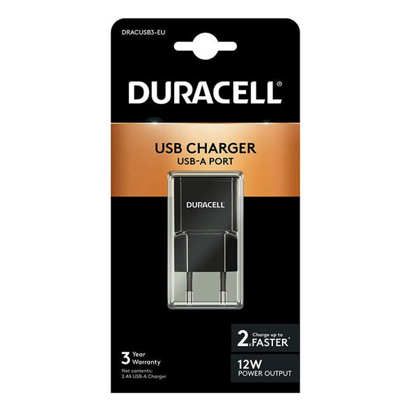 Duracell Duracell Wall Charger USB, 2.1A (black) 040824 5055190177419 DRACUSB3-EU έως και 12 άτοκες δόσεις