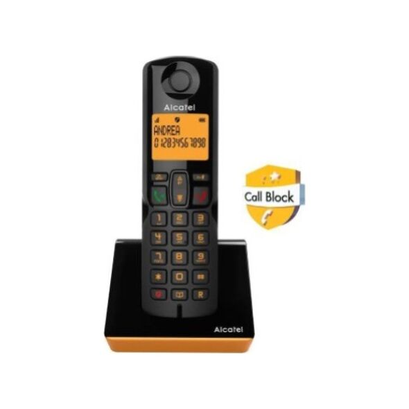 Ασύρματο Τηλέφωνο Alcatel S280 με Δυνατότητα Αποκλεισμού Κλήσεων Μαύρο-Πορτοκαλί 3700601425406 3700601425406 έως και 12 άτοκες δόσεις