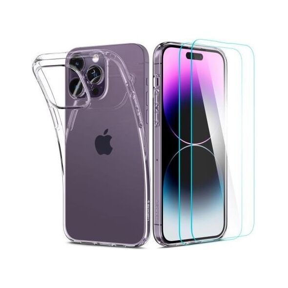 Θήκη TPU Spigen Liquid Crystal (1 τεμ) & Tempered Glass TR Slim (2 τεμ) Apple iPhone 14 Pro Max Crystal Pack Διάφανο 8809811863802 8809811863802 έως και 12 άτοκες δόσεις