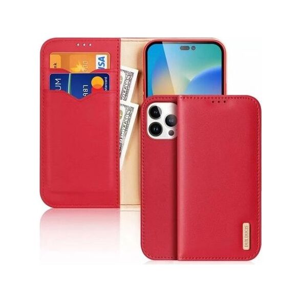 Θήκη Δερμάτινη Dux Ducis Hivo RFID Wallet Apple iPhone 15 Pro Κόκκινο 6934913025550 6934913025550 έως και 12 άτοκες δόσεις