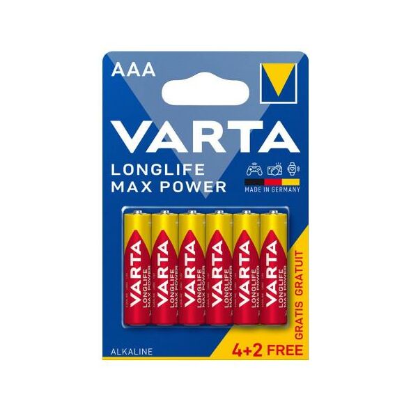 Μπαταρία Alkaline Varta Longlife Max Power AAA LR03 (4+2 τεμ) 4008496675838 4008496675838 έως και 12 άτοκες δόσεις