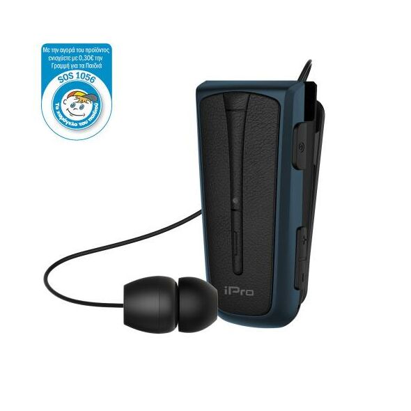 Στερεοφωνικό Ακουστικό Bluetooth iPro RH219s Retractable με Δόνηση Μαύρο-Μπλε 5205598159160 5205598159160 έως και 12 άτοκες δόσεις