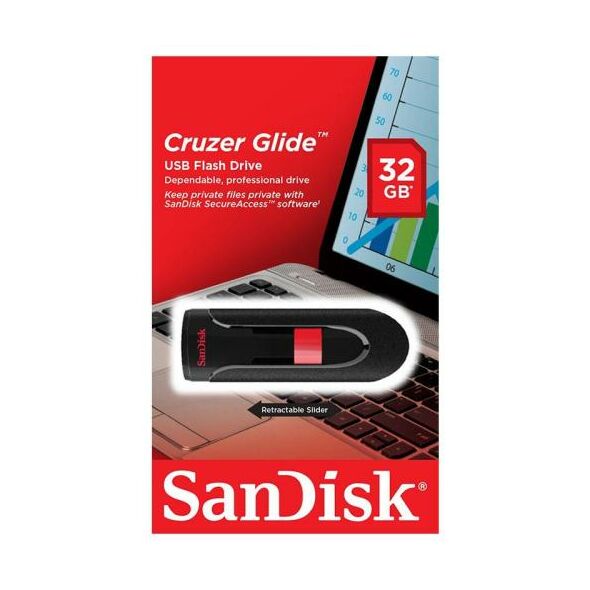USB 3.0 Flash Disk SanDisk Cruzer Glide SDCZ60 USB A 32GB Μαύρο 619659075576 619659075576 έως και 12 άτοκες δόσεις