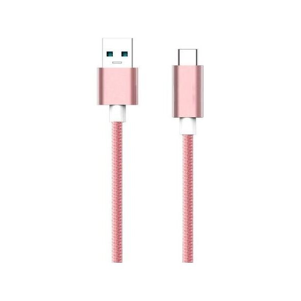 Καλώδιο Σύνδεσης USB 2.0 Braided inos USB A σε USB C Metallic 1m Ροζ-Χρυσό 5205598093860 5205598093860 έως και 12 άτοκες δόσεις