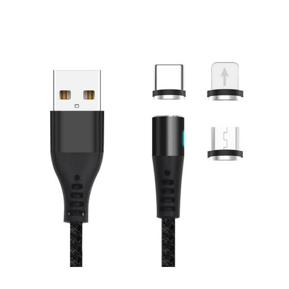 Καλώδιο Σύνδεσης USB 2.0 Maxlife MXUC-02 Magnetic Braided USB A σε Lightning & USB C & Micro USB 1m Μαύρο 5900495828750 5900495828750 έως και 12 άτοκες δόσεις