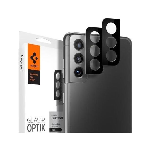 Tempered Glass Full Face Spigen Glas.tR Optik για Τζαμάκι Κάμερας Samsung G990F Galaxy S21 4G/ G991B Galaxy S21 5G Μαύρο (2 τεμ.) 8809756645365 8809756645365 έως και 12 άτοκες δόσεις