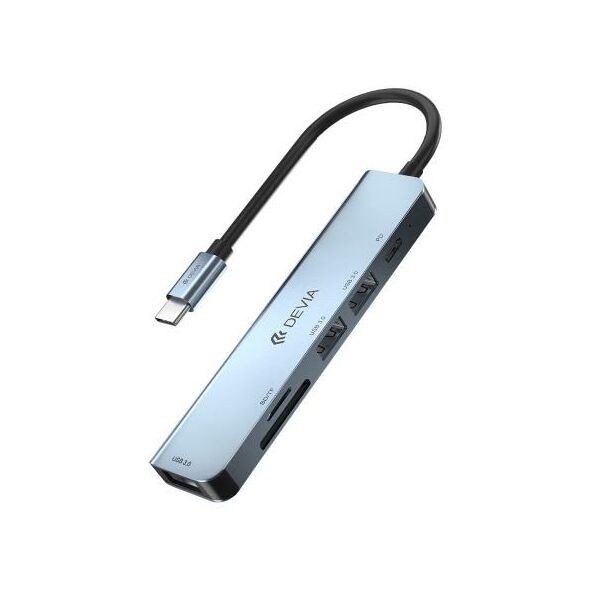 Hub USB C Devia EC135 5 σε 1 (Updated) με Card Reader Leopard PD Σκούρο Γκρι 6938595384882 6938595384882 έως και 12 άτοκες δόσεις