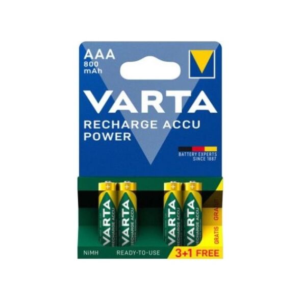 Μπαταρία Επαναφορτιζόμενη Varta AAA 800mAh NiMH 1.2V Ready2Use (3+1 τεμ.) 4008496636372 4008496636372 έως και 12 άτοκες δόσεις