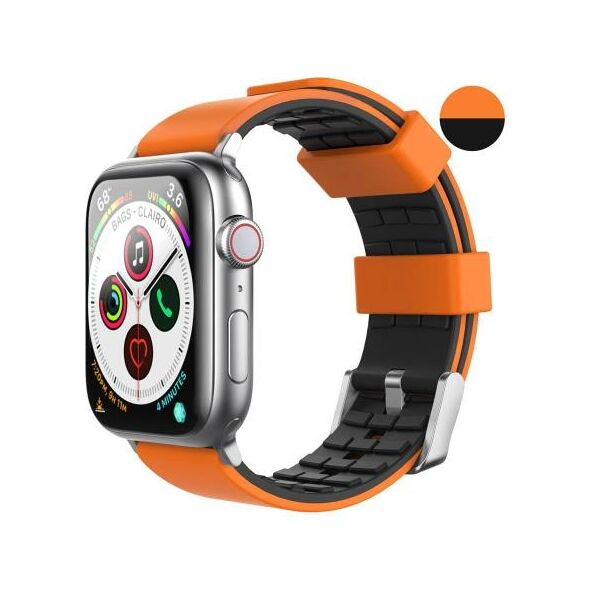 Λουράκι Σιλικόνης Ahastyle WA11 Duotone Premium Silicone Apple Watch (42/ 44/ 45mm) Πορτοκαλί-Μαύρο X002RWE119 X002RWE119 έως και 12 άτοκες δόσεις