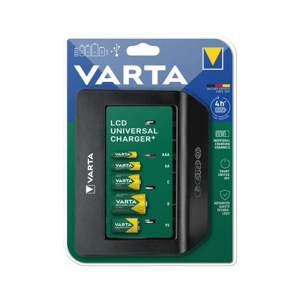 Φορτιστής Μπαταριών Varta Universal έως 5τεμ ΑΑ/ΑΑΑ/C/D/9V Μπαταρίες με Οθόνη LCD & Έξοδο USB 4008496988334 4008496988334 έως και 12 άτοκες δόσεις