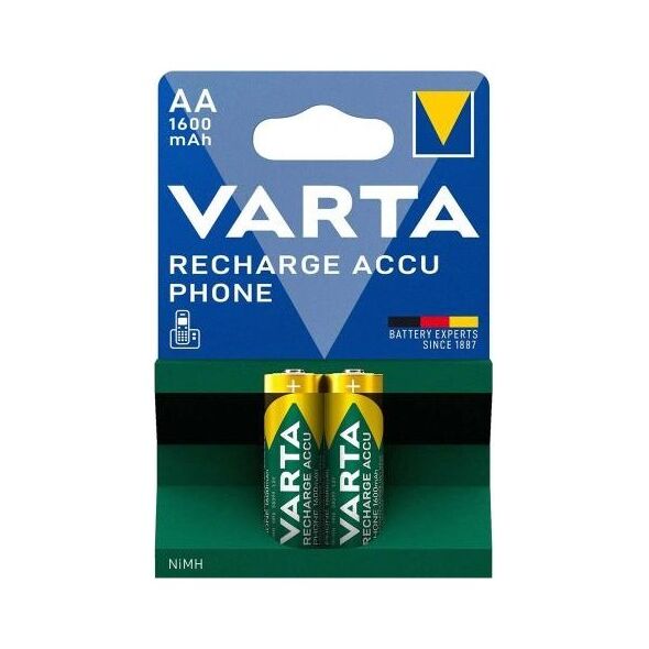 Μπαταρία Επαναφορτιζόμενη Varta AA 1600mAh NiMH Phone Power (2 τεμ.) 4008496330904 4008496330904 έως και 12 άτοκες δόσεις