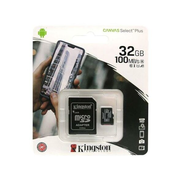 Κάρτα μνήμης Micro SDHC C10 UHS-I U1 Kingston Canvas Select Plus 100MB/s 32Gb + 1 ADP 740617298680 740617298680 έως και 12 άτοκες δόσεις