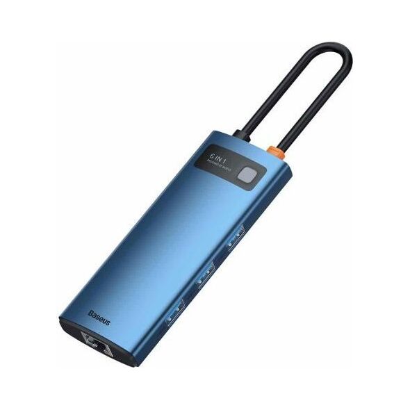Hub USB C Baseus WKWG000003 6 σε 1 με RJ45 Metal Gleam Μπλε 6953156209718 6953156209718 έως και 12 άτοκες δόσεις