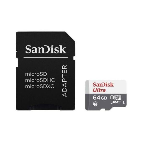 Κάρτα μνήμης Micro SDHC C10 SanDisk Ultra SDSQUNR 100MB/s 64Gb + 1 ADP 619659185060 619659185060 έως και 12 άτοκες δόσεις