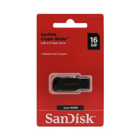 USB Flash Disk SanDisk Cruzer Blade SDCZ50 USB A 16GB Μαύρο 619659000431 619659000431 έως και 12 άτοκες δόσεις