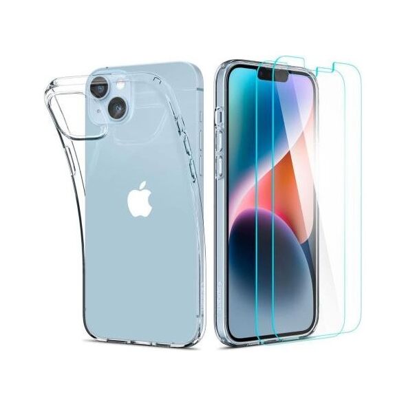 Θήκη TPU Spigen Liquid Crystal (1 τεμ) & Tempered Glass TR Slim (2 τεμ) Apple iPhone 14 Plus Crystal Pack Διάφανο 8809811864359 8809811864359 έως και 12 άτοκες δόσεις