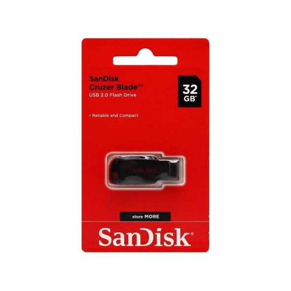 USB Flash Disk SanDisk Cruzer Blade SDCZ50 USB A 32GB Μαύρο 619659069193 619659069193 έως και 12 άτοκες δόσεις