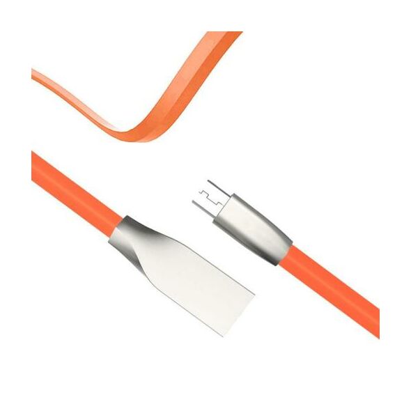 Καλώδιο Σύνδεσης USB 2.0 Πλακέ inos USB A σε Micro USB Aluminium 1m Πορτοκαλί 5205598093679 5205598093679 έως και 12 άτοκες δόσεις