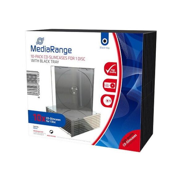 MediaRange CD Slimcase for 1 Disc 5.2mm Black Tray (10 Pack) (MRBOX32) έως 12 άτοκες Δόσεις