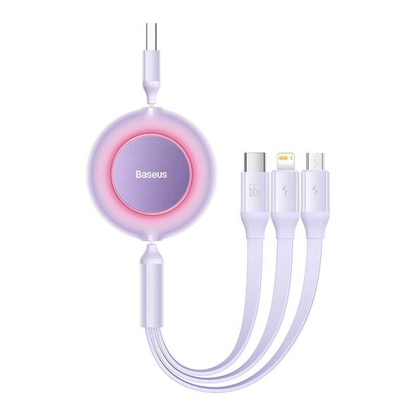 Baseus Baseus Bright Mirror 3, USB 3-in-1 cable for micro USB / USB-C / Lightning 66W / 2A 1.1m (Purple) 035039 6932172609115 CAMJ010105 έως και 12 άτοκες δόσεις