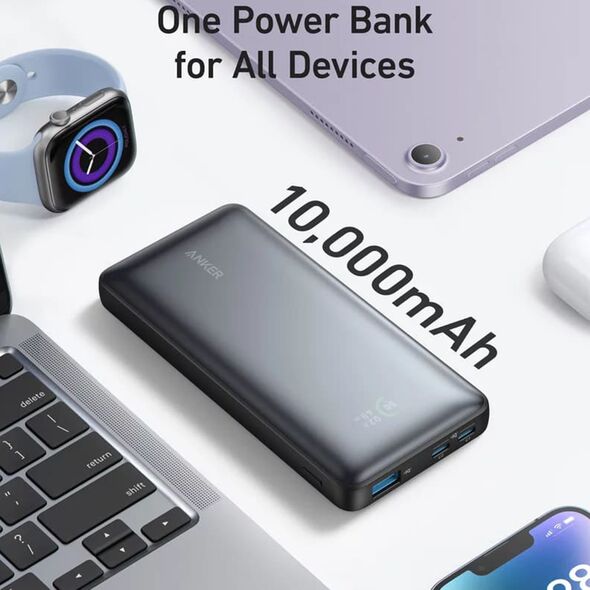 Anker Baterie Externa 2x USB-C, USB, 10000mAh, 25W - Anker PowerCore 533 (A1249G11) - Black 0194644145415 έως 12 άτοκες Δόσεις
