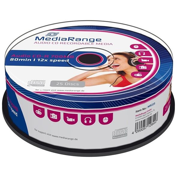 MediaRange Audio CD-R 80' 700MB 12x Cake Box x 25 (MR223) έως 12 άτοκες Δόσεις