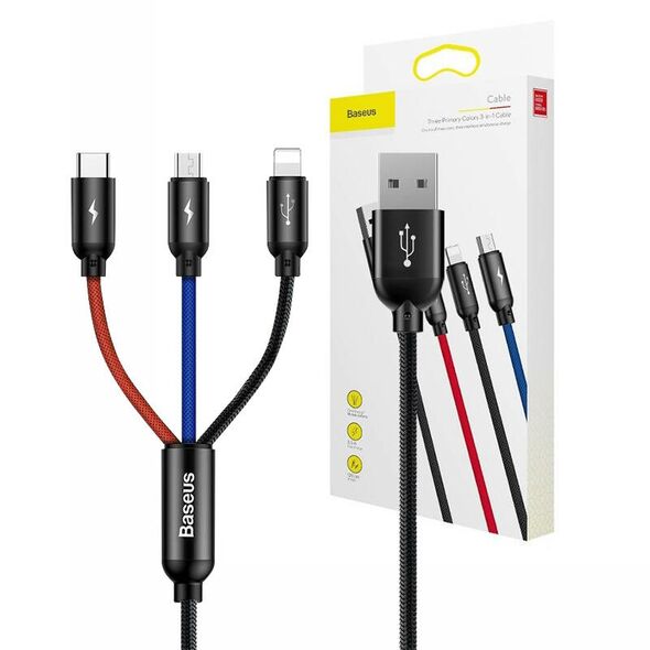 Baseus Baseus 3in1 Cable USB-C / Lightning / Micro 3,5A 0,3m (Black) 019099  CAMLT-ASY01 έως και 12 άτοκες δόσεις 6953156273931