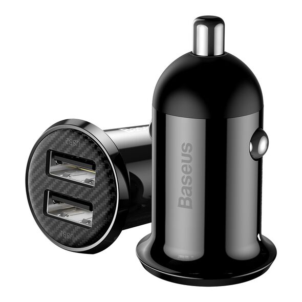 Baseus Baseus Grain Pro Car Charger, 2x USB, 4.8A (black) 025368  CCALLP-01 έως και 12 άτοκες δόσεις 6953156202009