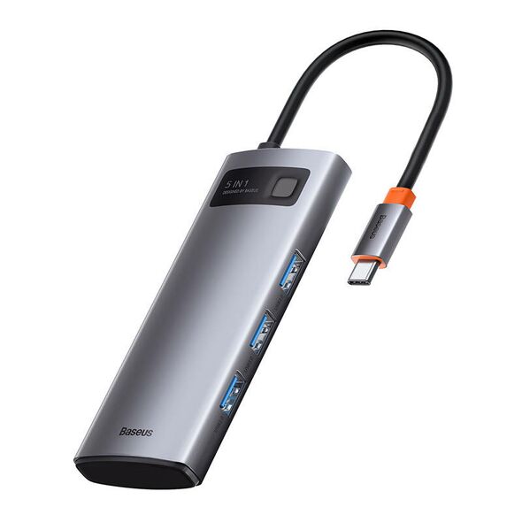 Baseus Hub 5in1 Baseus Metal Gleam Series, USB-C to 3x USB 3.0 + HDMI + USB-C PD 026230  CAHUB-CX0G έως και 12 άτοκες δόσεις 6953156204638