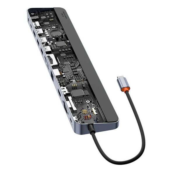 Baseus Hub 11in1 Baseus EliteJoy Gen2 series USB-C to 3xUSB 3.0 + USB 2.0 + USB-C PD + USB-C + RJ45 + HDMI + jack 3.5mm + SD/TF (grey) 038284  WKSX030013 έως και 12 άτοκες δόσεις 6932172613853