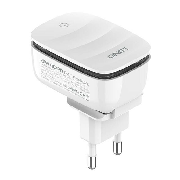 LDNIO Wall charger  LDNIO A2425C USB, USB-C + USB-C cable 042735  A2425C Type C έως και 12 άτοκες δόσεις 5905316142060