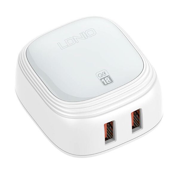 LDNIO Wall charger  LDNIO A2512Q 2USB 18W + Lightning cable 042738  A2512Q Lightning έως και 12 άτοκες δόσεις 5905316142091