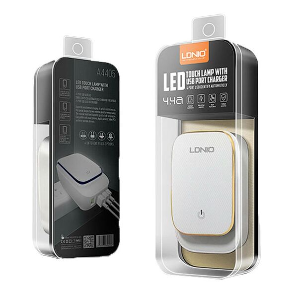 LDNIO Wall charger LDNIO A4405 4USB, LED lamp + Lightning Cable 042457  A4405 Lightning έως και 12 άτοκες δόσεις 5905316142374