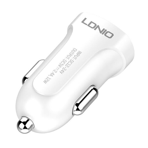 LDNIO Car charger LDNIO DL-C17, 1x USB, 12W + USB-C cable (white) 042828  DL-C17 Type C έως και 12 άτοκες δόσεις 5905316142718