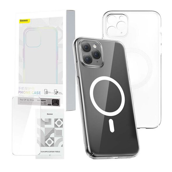 Baseus Phone case Baseus Magnetic Crystal Clear for iPhone 11 Pro (transparent) with all-tempered-glass screen protector and cleaning kit 047036  ARSJ010102 έως και 12 άτοκες δόσεις 6932172627737
