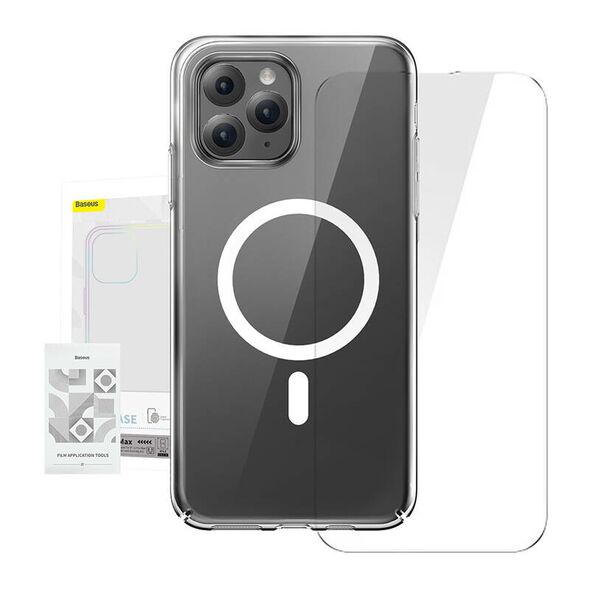 Baseus Phone case Baseus Magnetic Crystal Clear for iPhone 11 Pro Max (transparent) with all-tempered-glass screen protector and cleaning kit 047037  ARSJ010202 έως και 12 άτοκες δόσεις 6932172627744