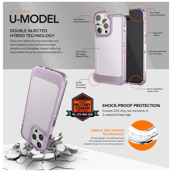 Ugly Rubber UMODEL case for iPhone 15 Pro Max 6,7&quot; clear pink