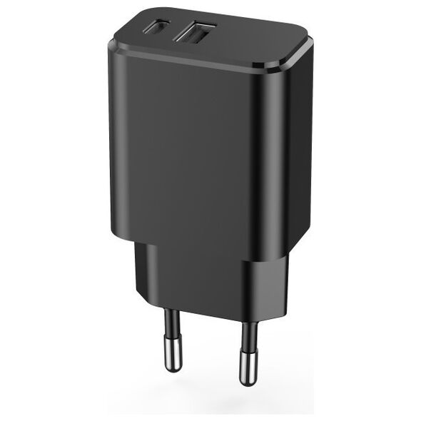 Setty charger 1x USB + USB-C 3A 20W black