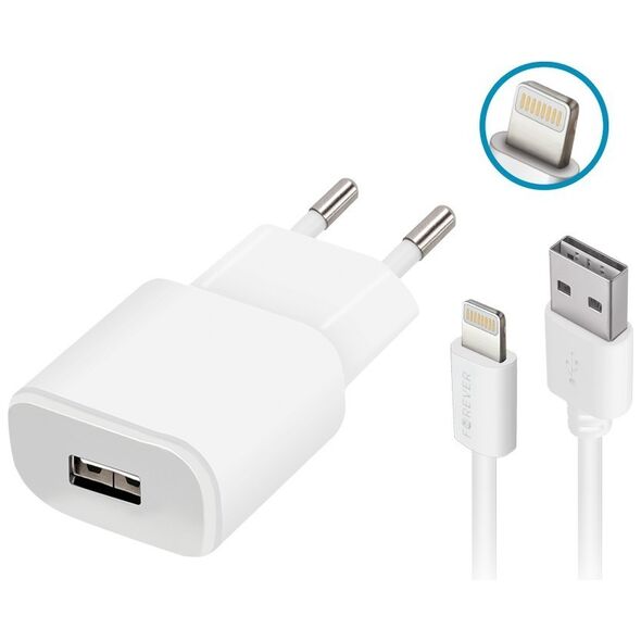 Forever TC-01 charger 1x USB 1A white + Lightning cable