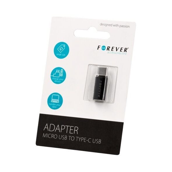 Forever adapter microUSB - USB-C black
