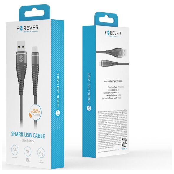 Forever Shark cable USB - microUSB 1,0 m 2A black