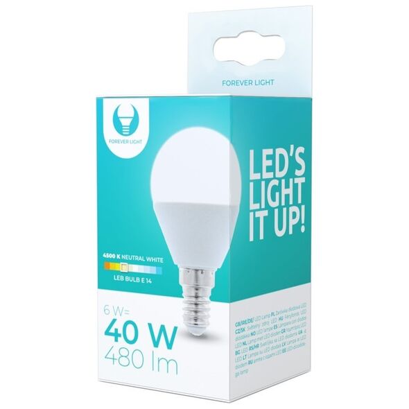 LED bulb E14 G45 6W 4500K 480lm Forever Light