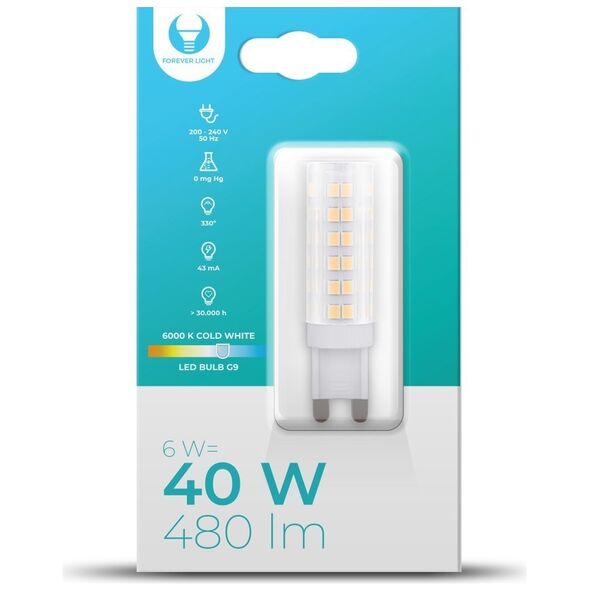 LED Bulb G9 6W 230V 6000K 480lm Forever Light